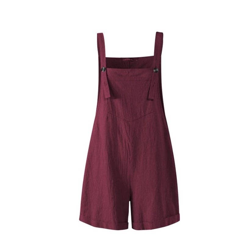 Fashion Solid Color Button Jumpsuit