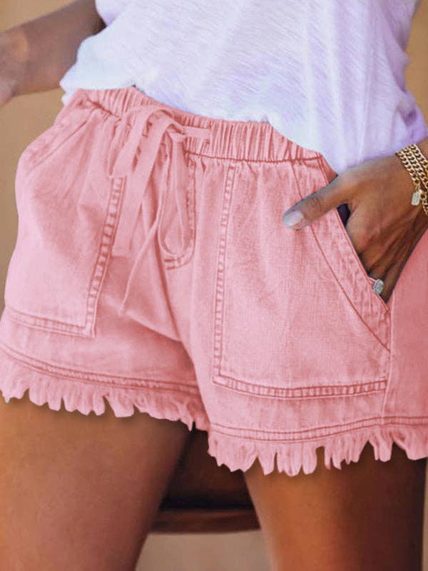 Casual High Waisted Drawstring Shorts