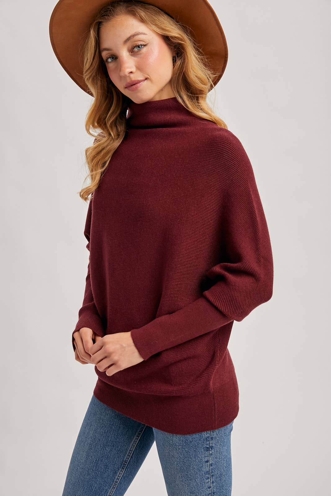 Slouch Neck Dolman Sleeved Pullover