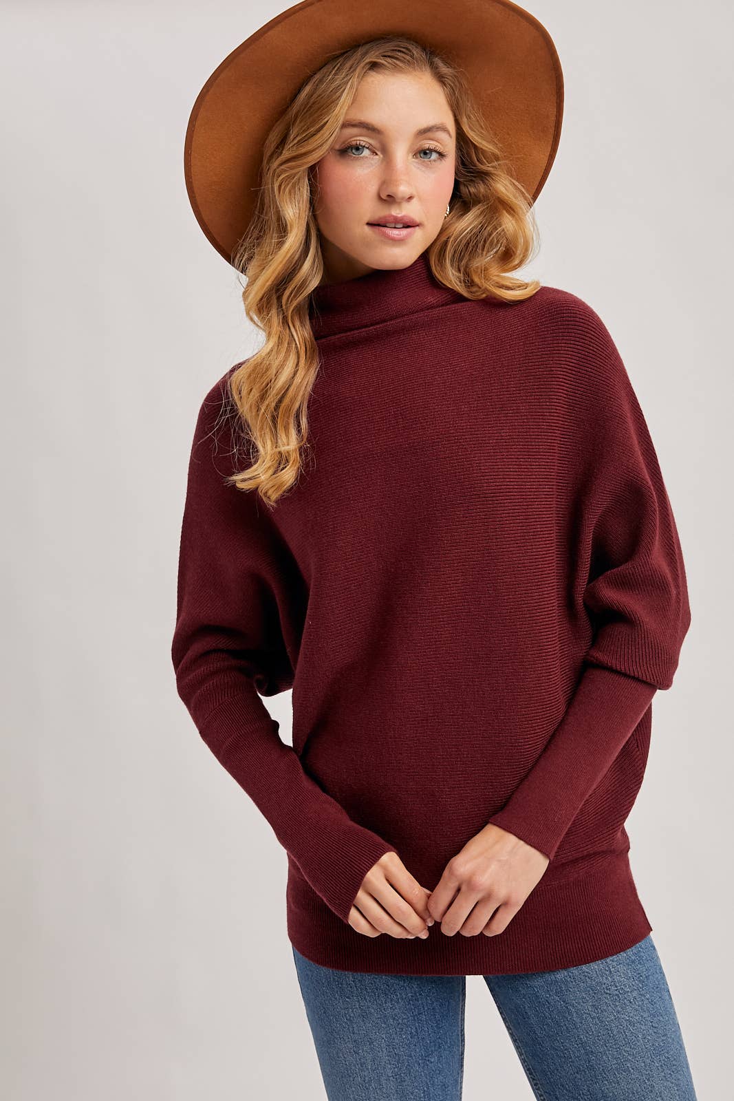 Slouch Neck Dolman Sleeved Pullover