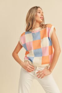 Colorful Checkered Sweater Vest