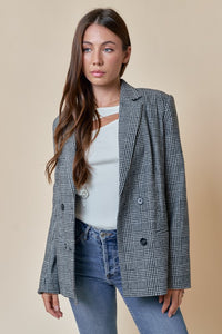 Plaid Double Button Blazer