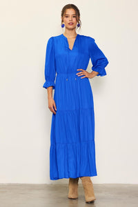 Long Split Neck Maxi Dress