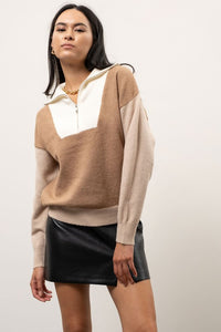 Colorblock Half Zip Sweater