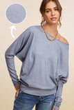 Two Tone Batwing Loose Fit Top