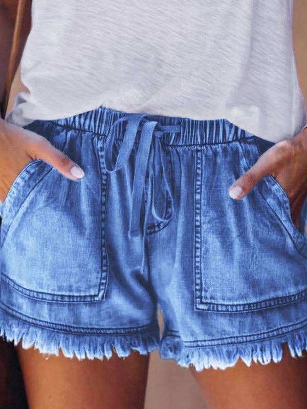 Casual High Waisted Drawstring Shorts