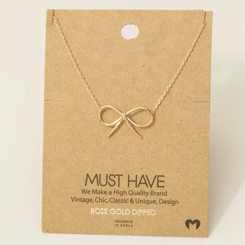 Gold Dipped Bow Tie Pendant Necklace