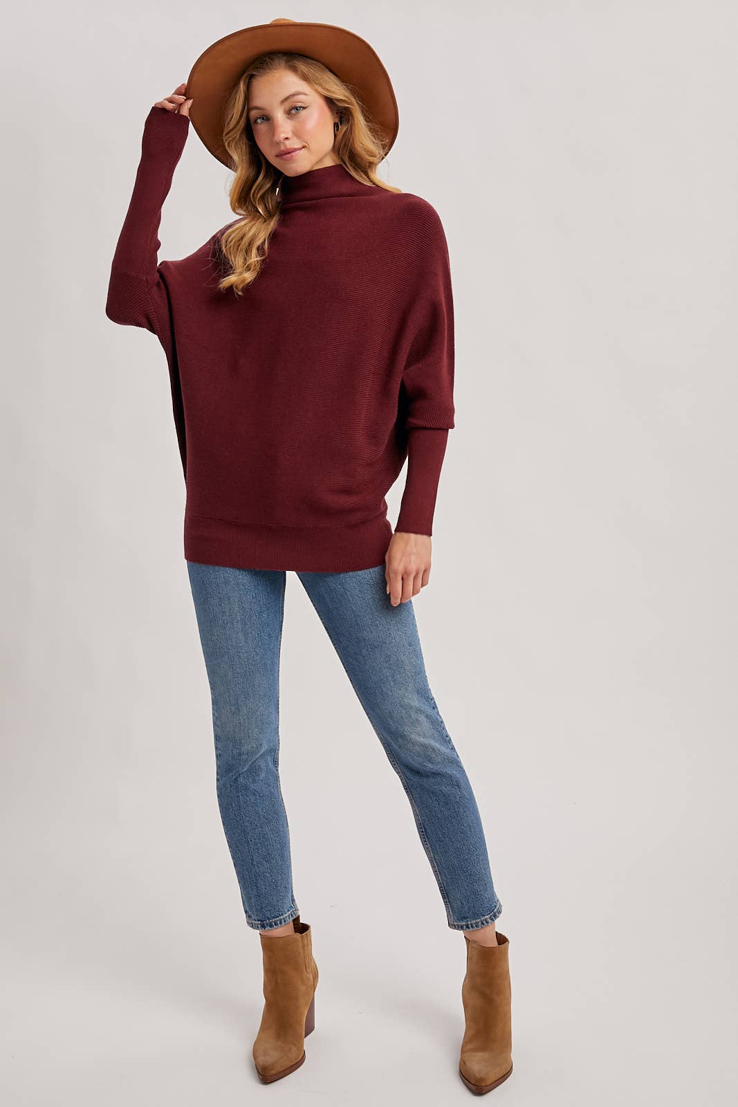 Slouch Neck Dolman Sleeved Pullover