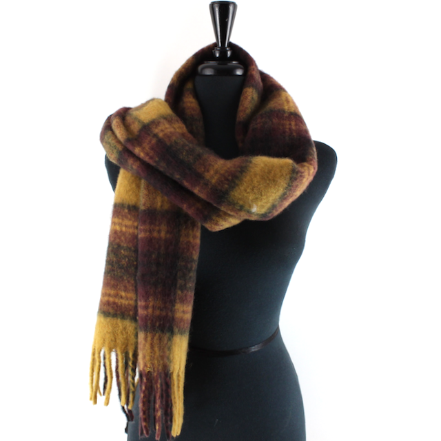 Wide Fuzzy Plaid Scarf