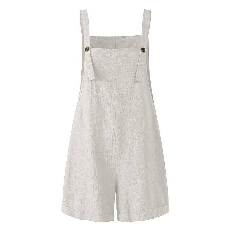Fashion Solid Color Button Jumpsuit
