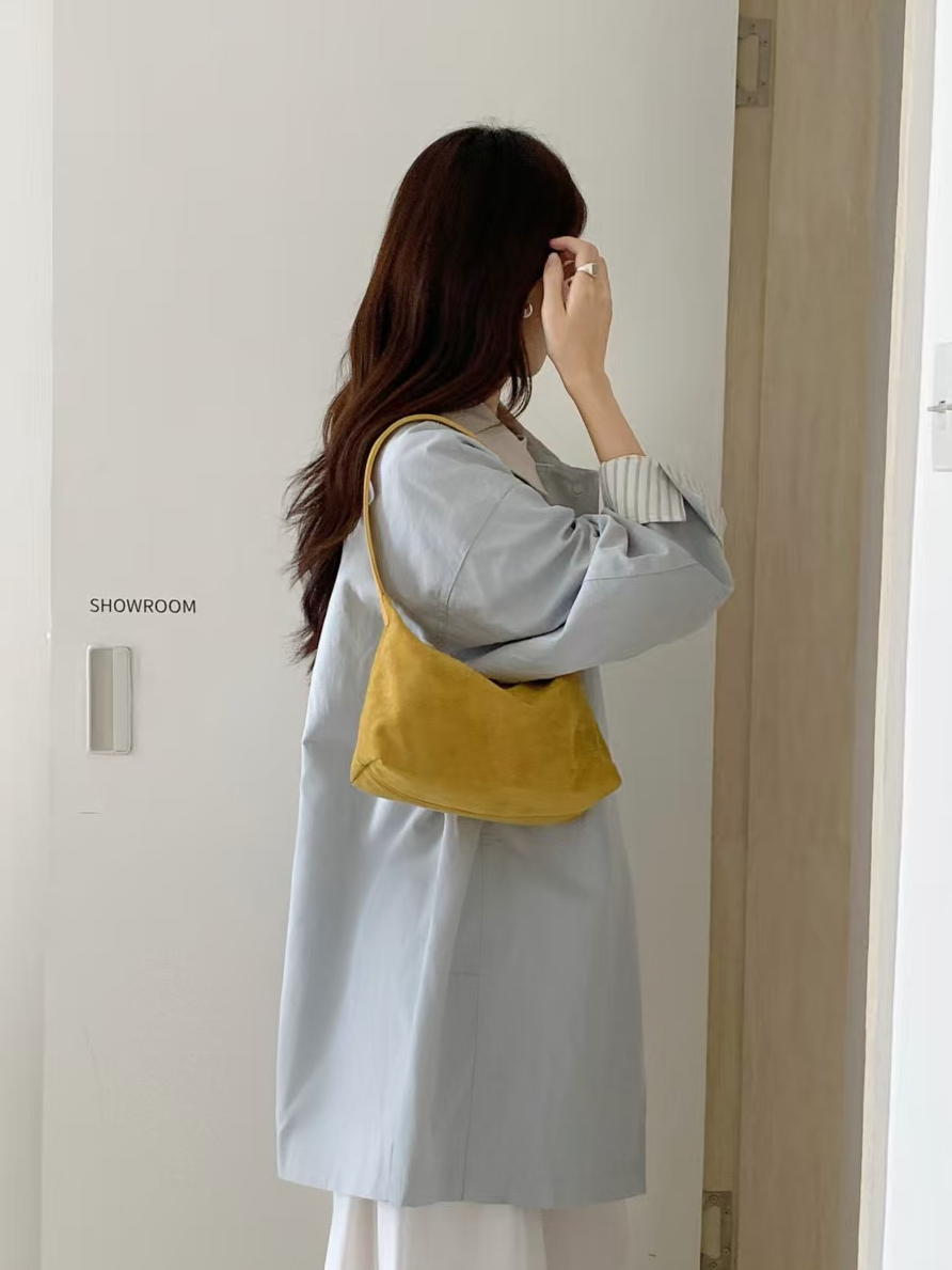 Suede-Like Microfiber Leather Shoulder/Crossbody Bag