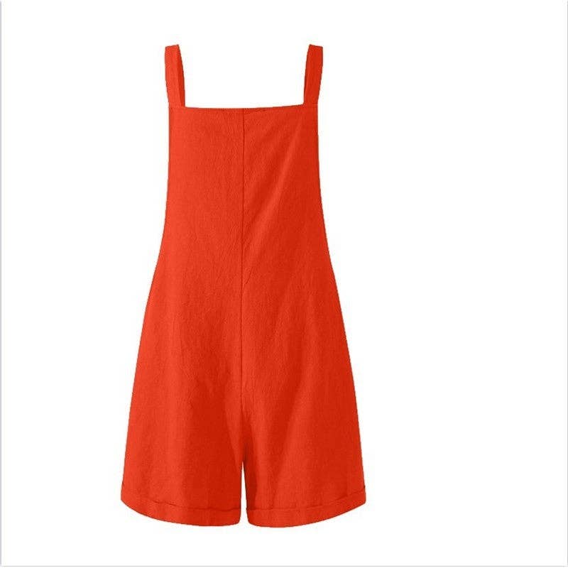 Fashion Solid Color Button Jumpsuit