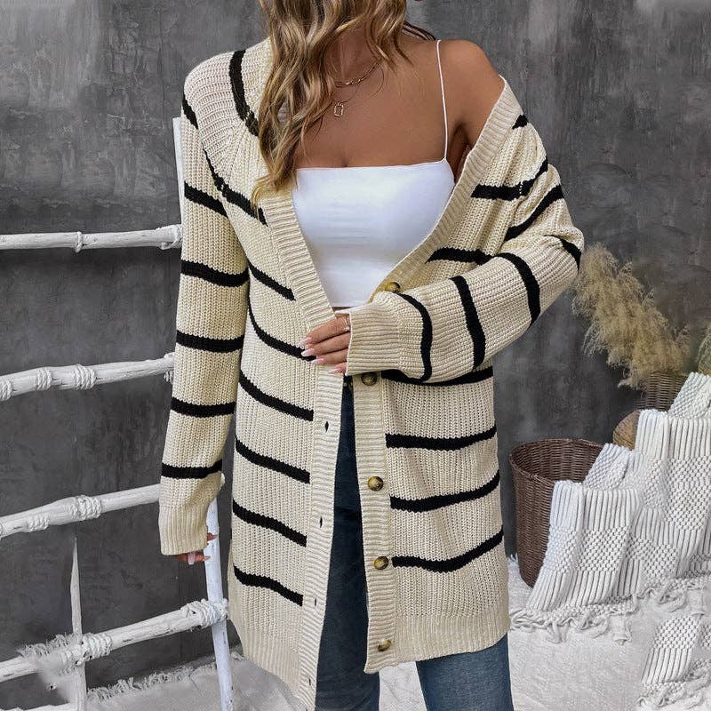 Striped Loose Cardigan Sweater