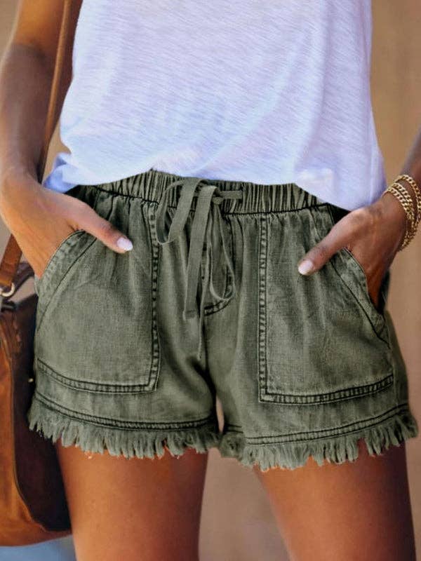Casual High Waisted Drawstring Shorts