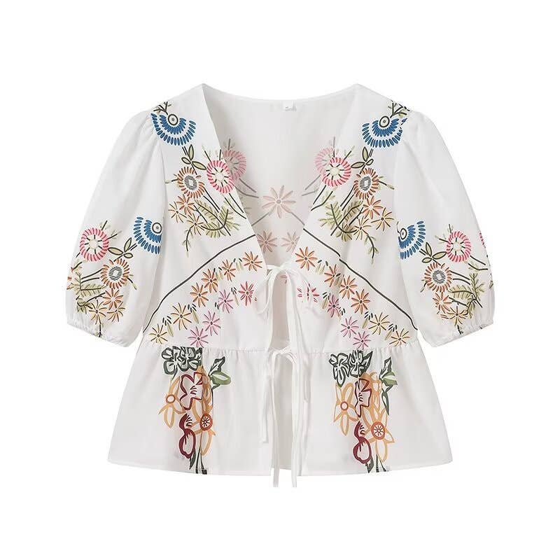 Floral Front Tie Blouse