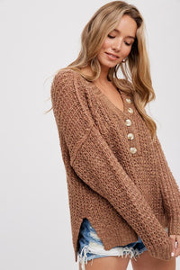 Thermal Henley Sweater Top