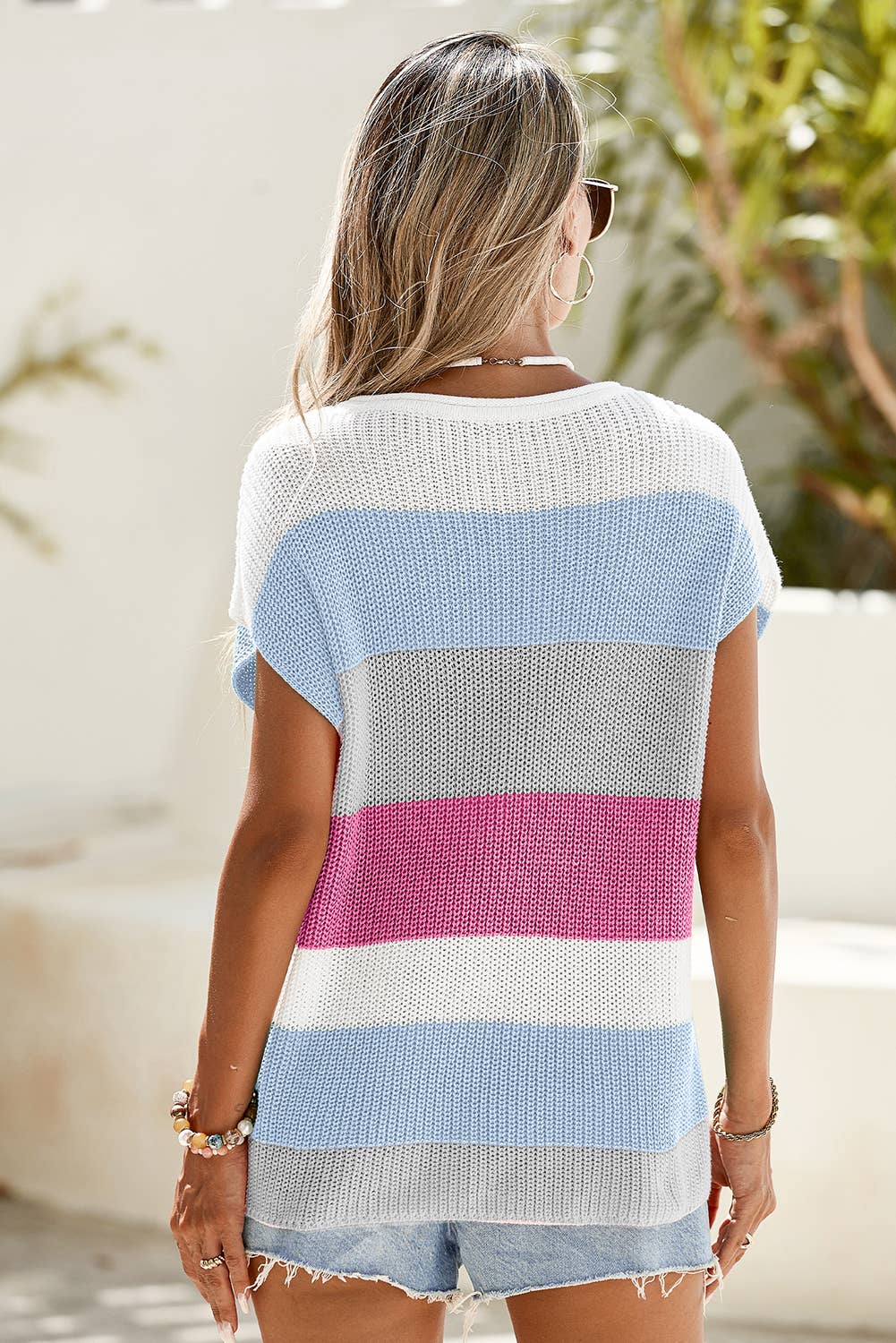 Block V Neck Sweater Tshirt