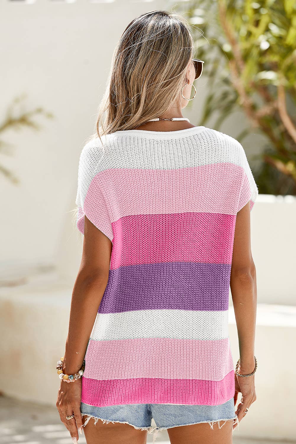 Block V Neck Sweater Tshirt
