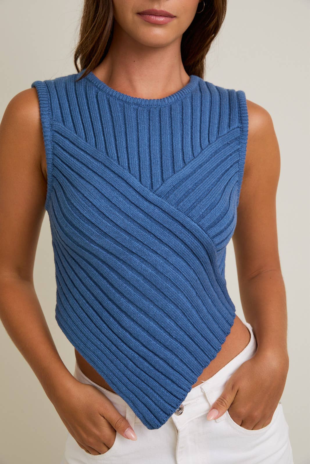 Scarf Hem Sleeveless Sweater Top