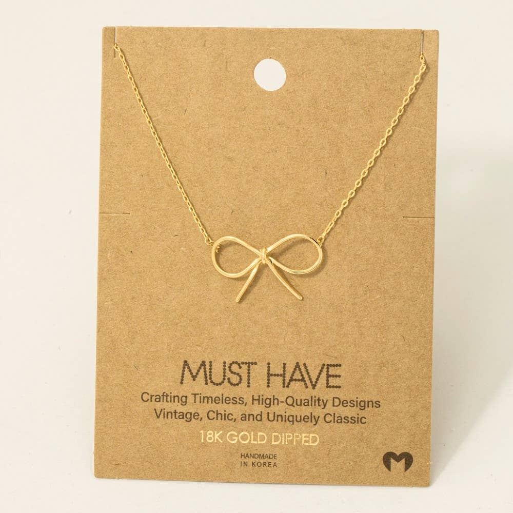 Gold Dipped Bow Tie Pendant Necklace