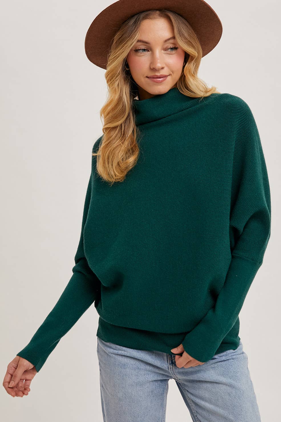 Slouch Neck Dolman Sleeved Pullover