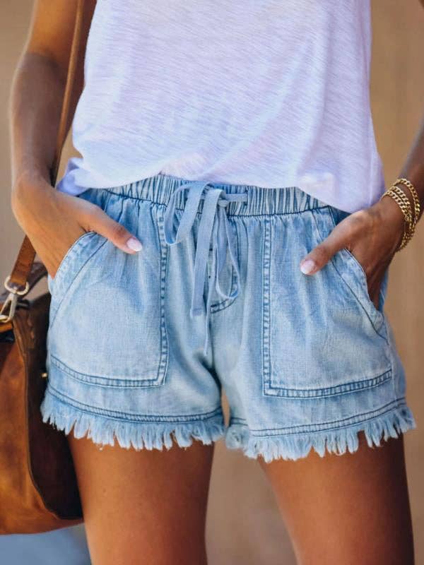 Casual High Waisted Drawstring Shorts