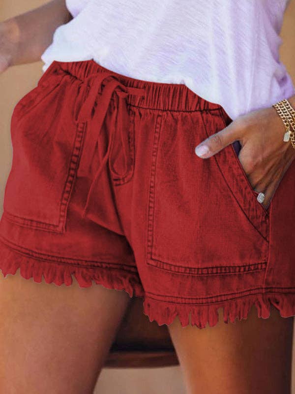 Casual High Waisted Drawstring Shorts