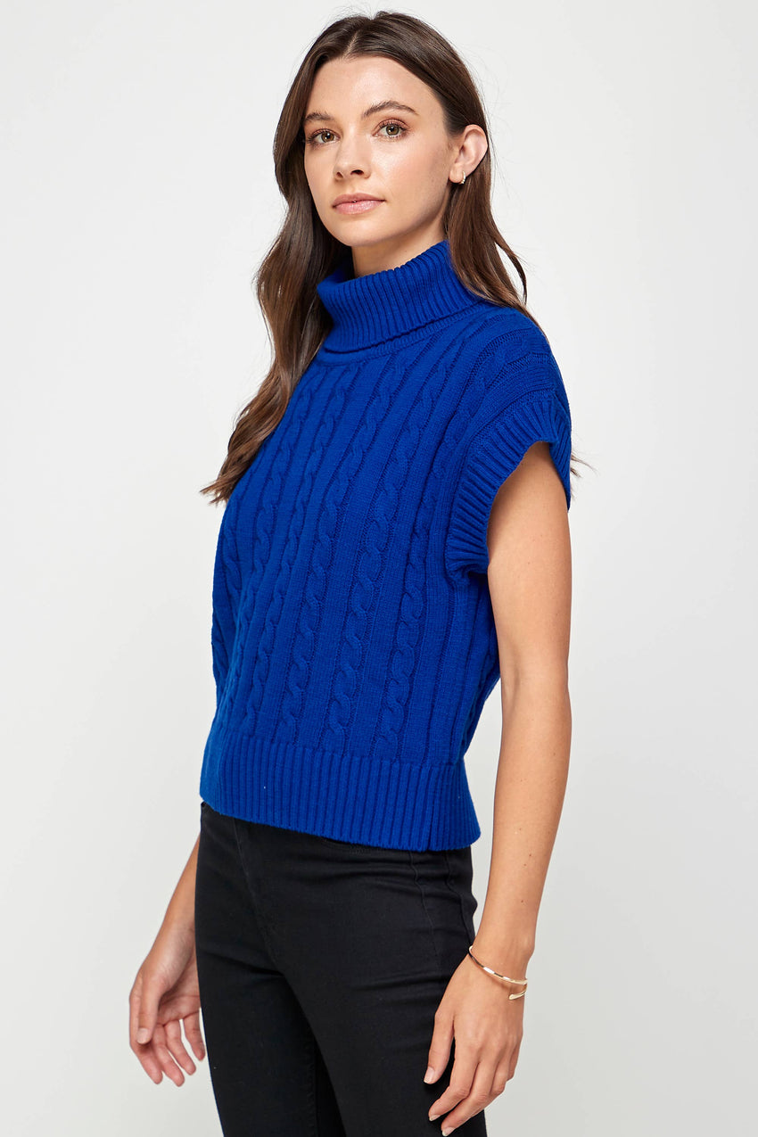 Roll Neck Sweater Vest - Cobalt