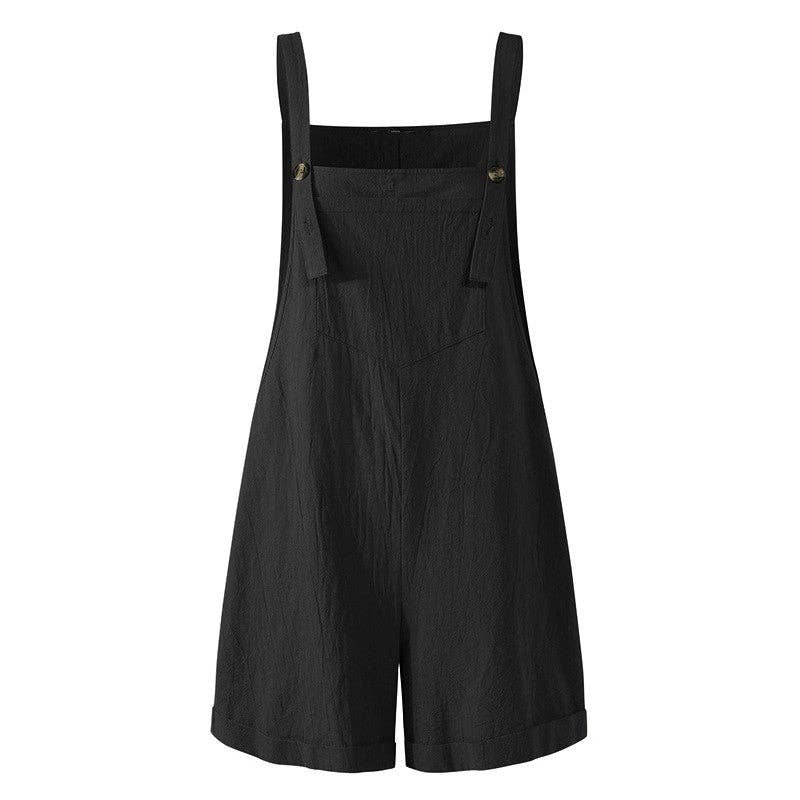 Fashion Solid Color Button Jumpsuit
