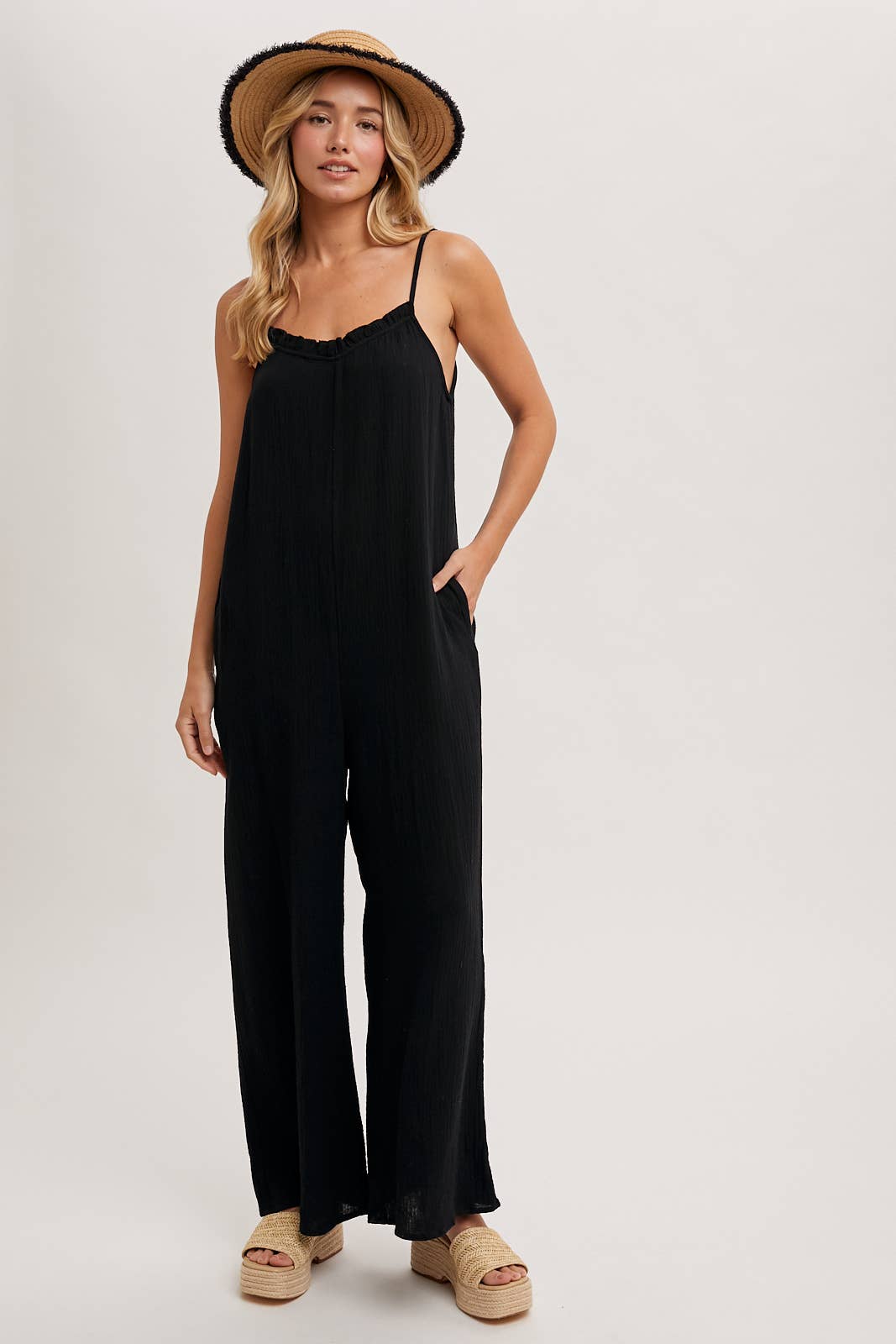 Sleeveless Scoop Back Ruffled Jumpsuit