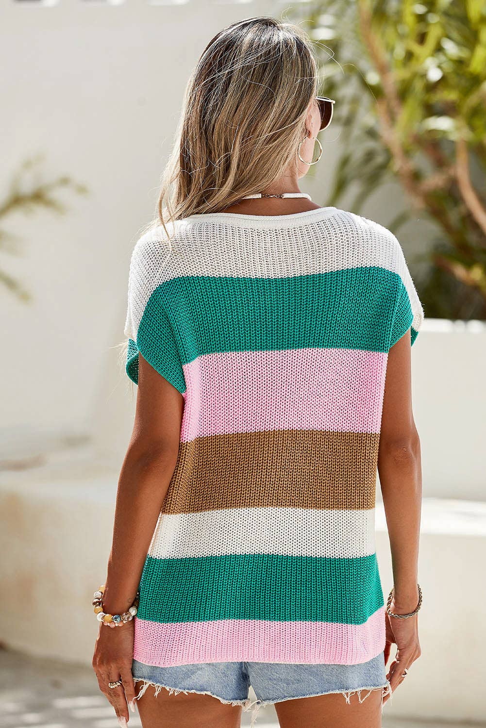 Block V Neck Sweater Tshirt
