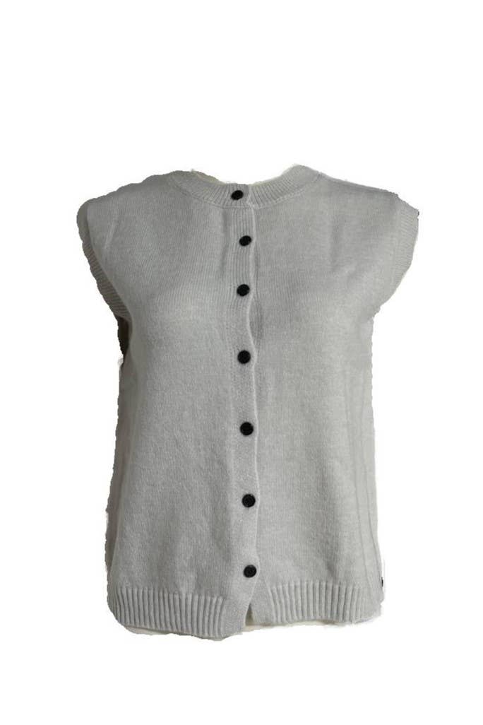 Round Neckline Button Down Sweater Vest
