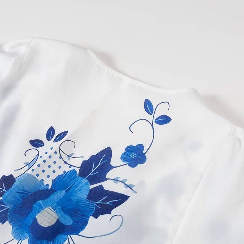 Floral Front Tie Blouse