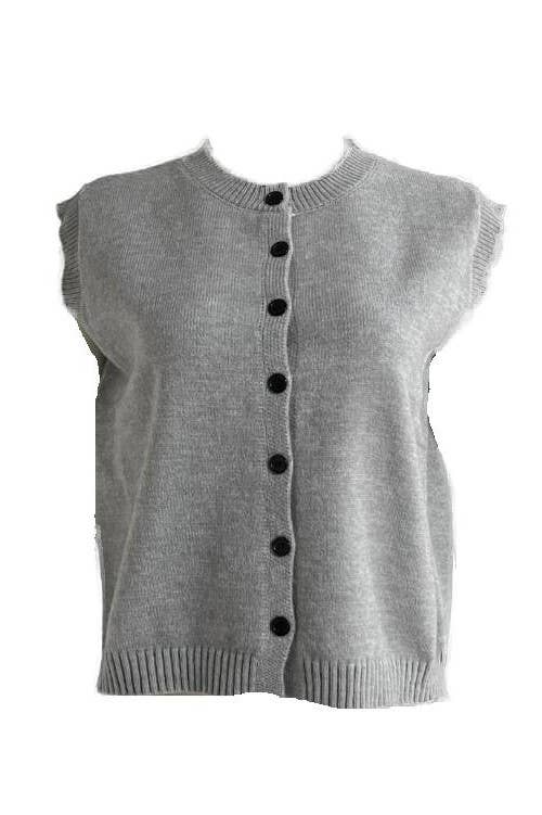 Round Neckline Button Down Sweater Vest