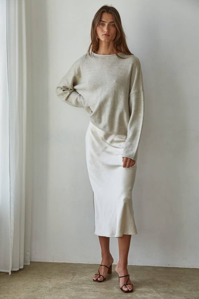 Knit Sweater Rolled Round Neck Pullover Top