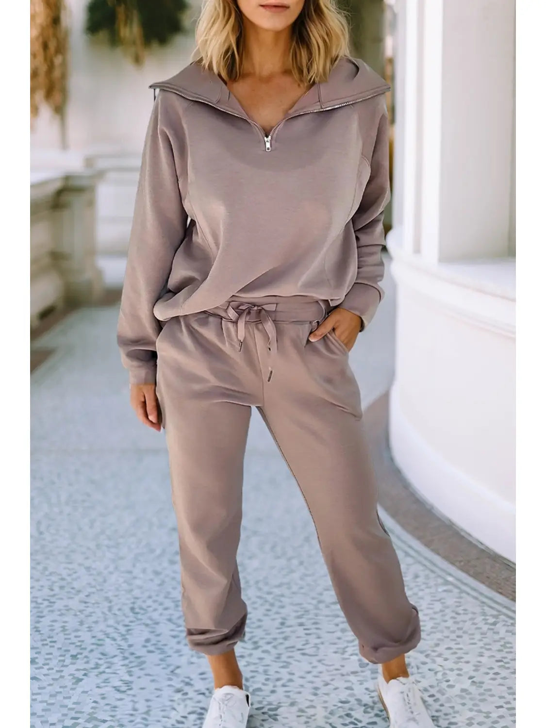 Drawstring Joggers Taupe Color