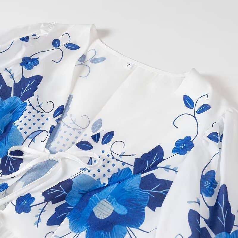 Floral Front Tie Blouse