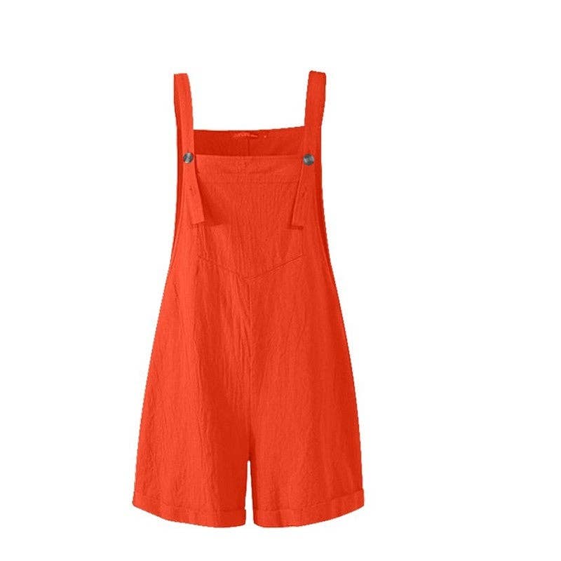 Fashion Solid Color Button Jumpsuit