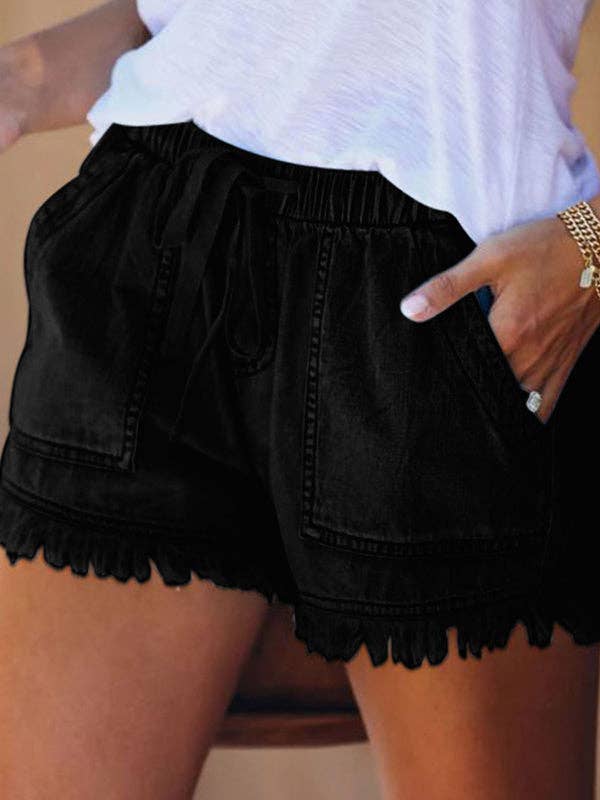 Casual High Waisted Drawstring Shorts