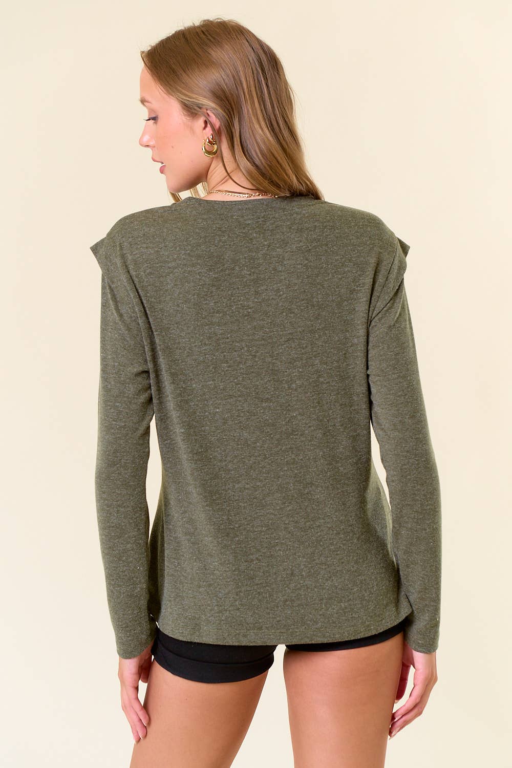 Soft Knit Banded Long Sleeve Top