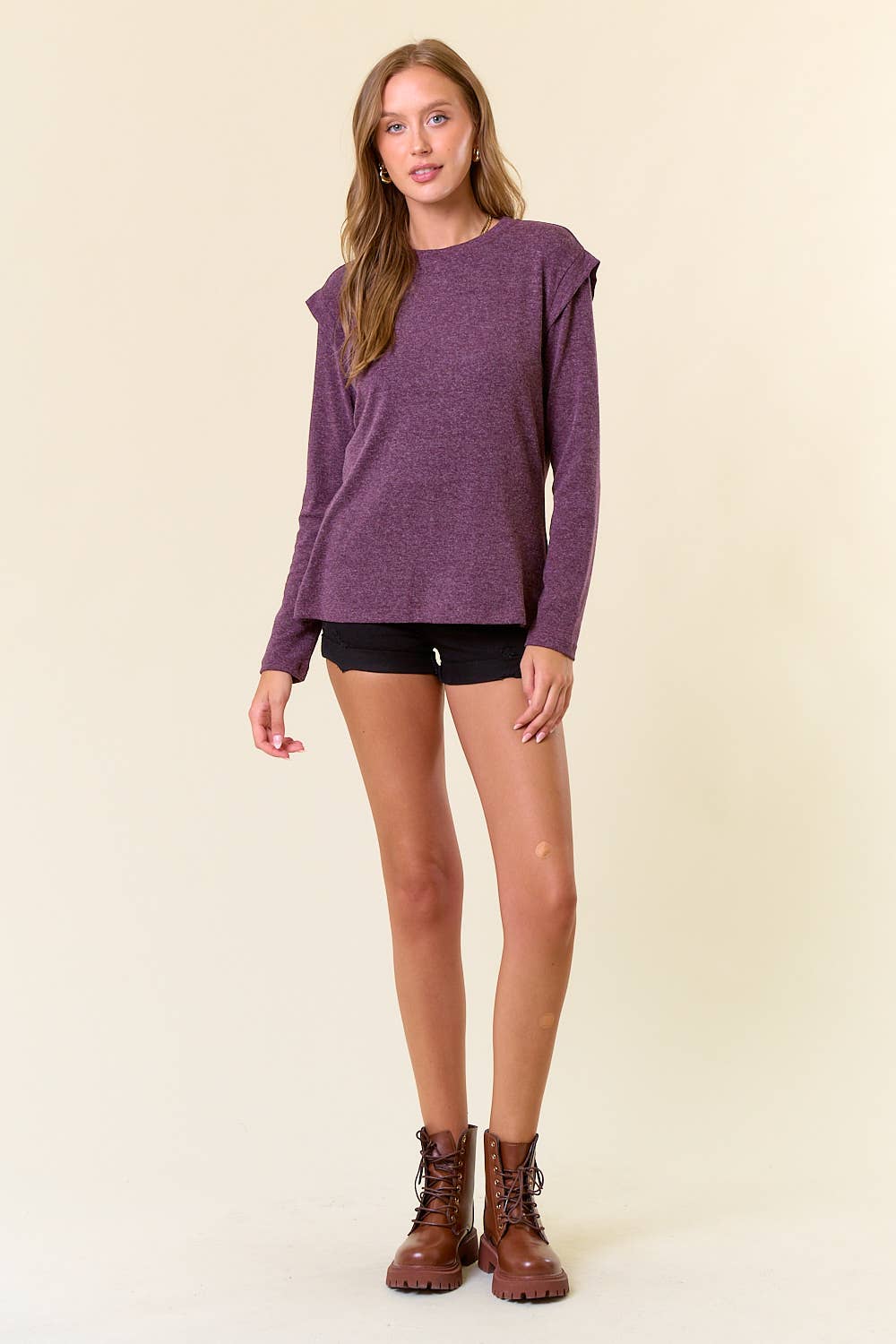 Soft Knit Banded Long Sleeve Top
