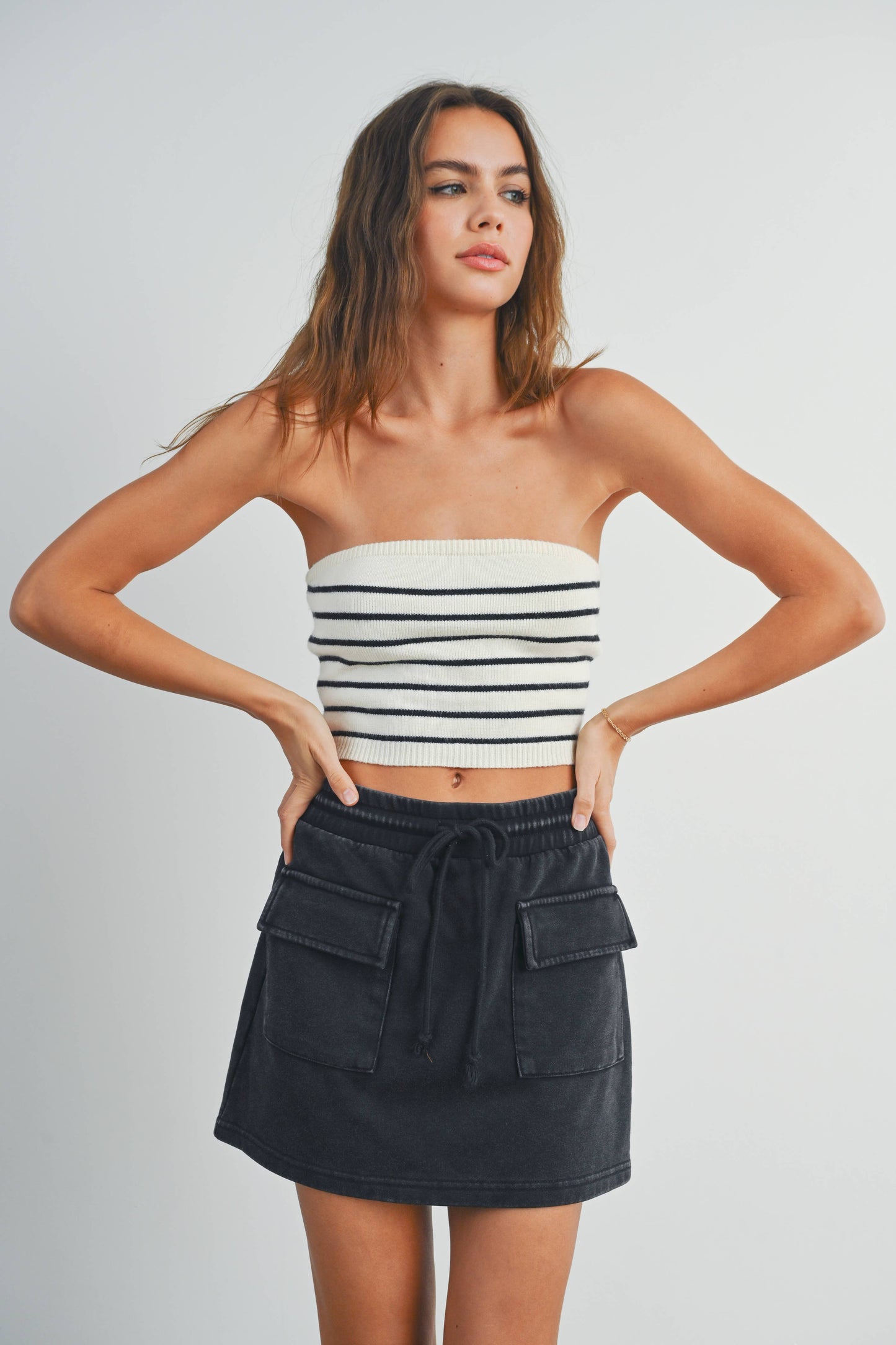 Washed French Terry Front Pocket Skirt - BMS7351