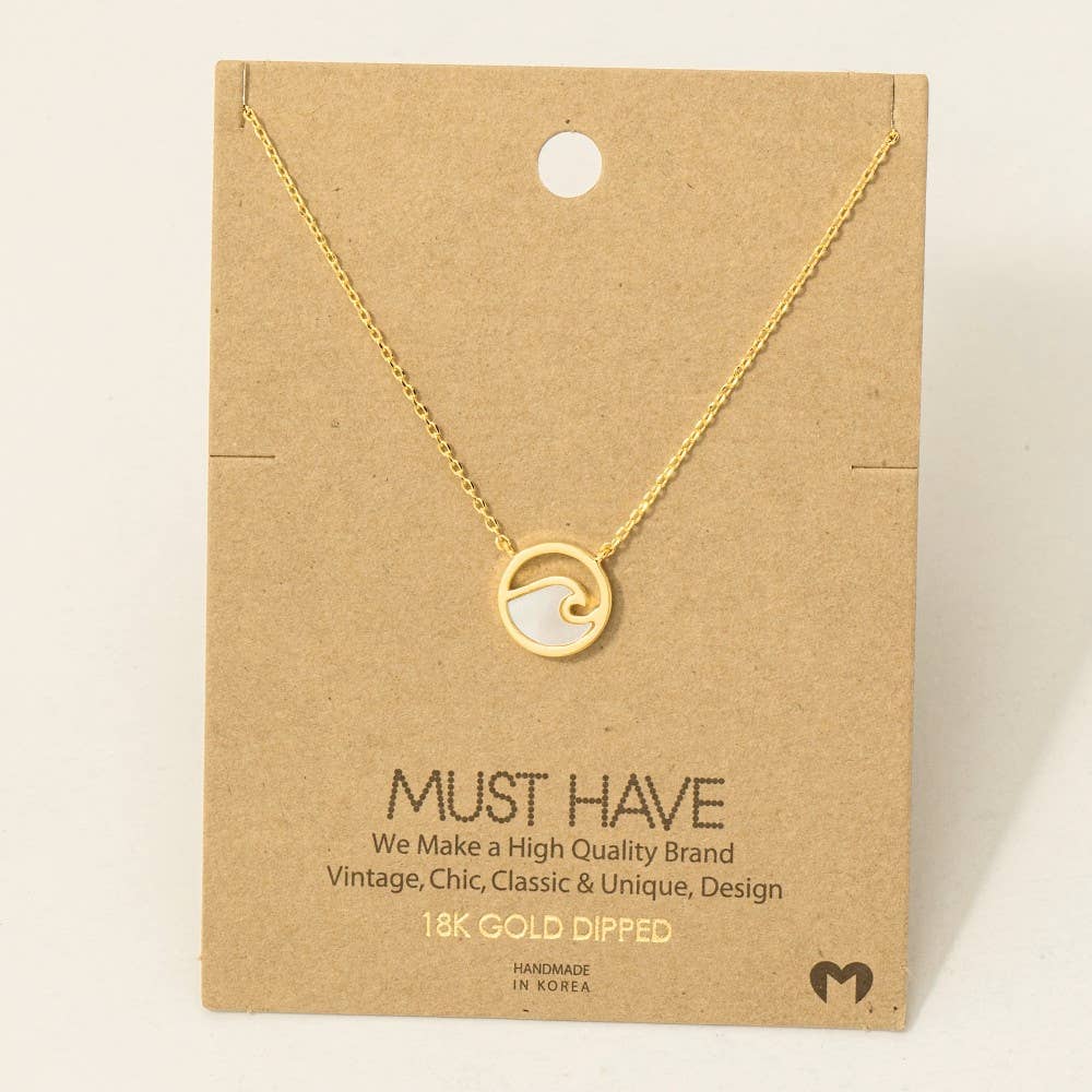 Wave Coin Pendant Necklace
