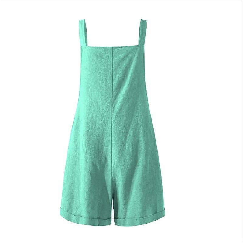 Fashion Solid Color Button Jumpsuit
