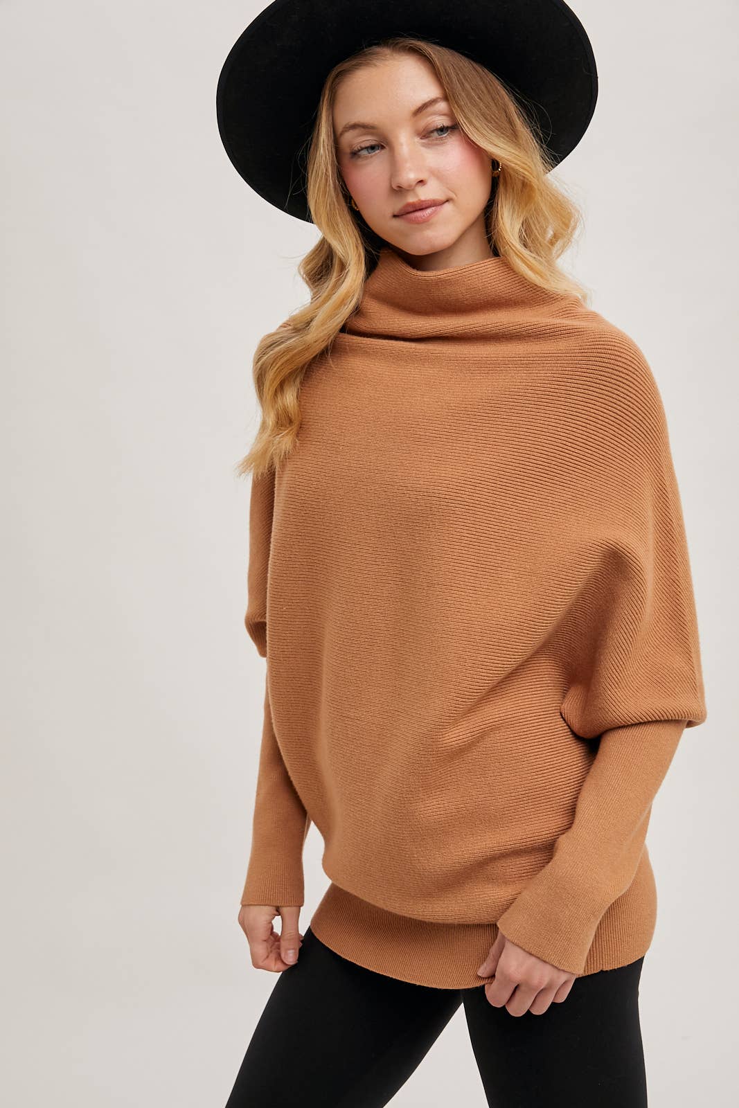 Slouch Neck Dolman Sleeved Pullover
