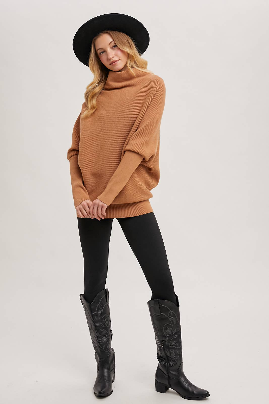 Slouch Neck Dolman Sleeved Pullover