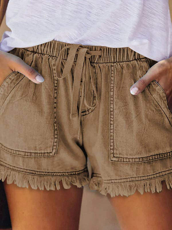Casual High Waisted Drawstring Shorts