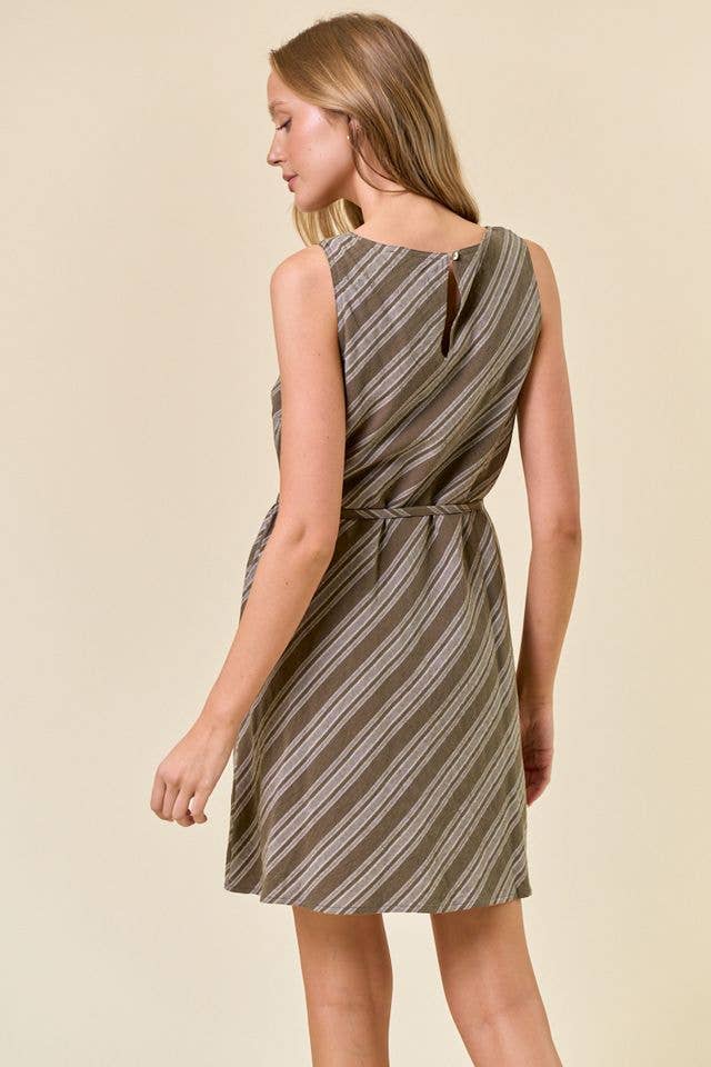 Striped Mini Dress with Belt