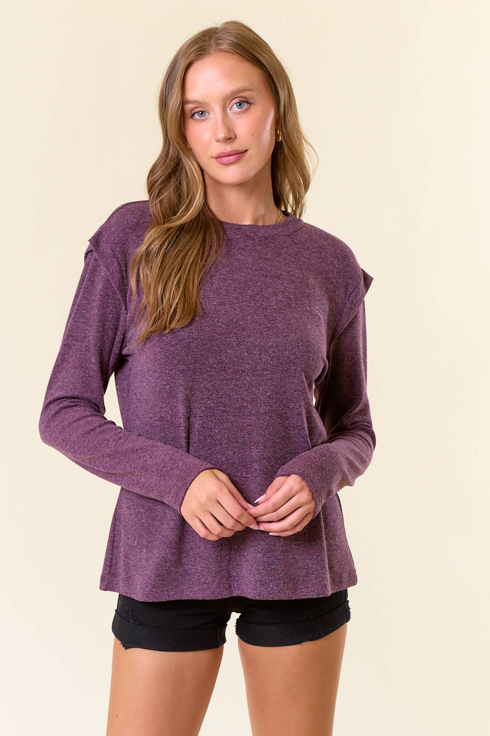 Soft Knit Banded Long Sleeve Top