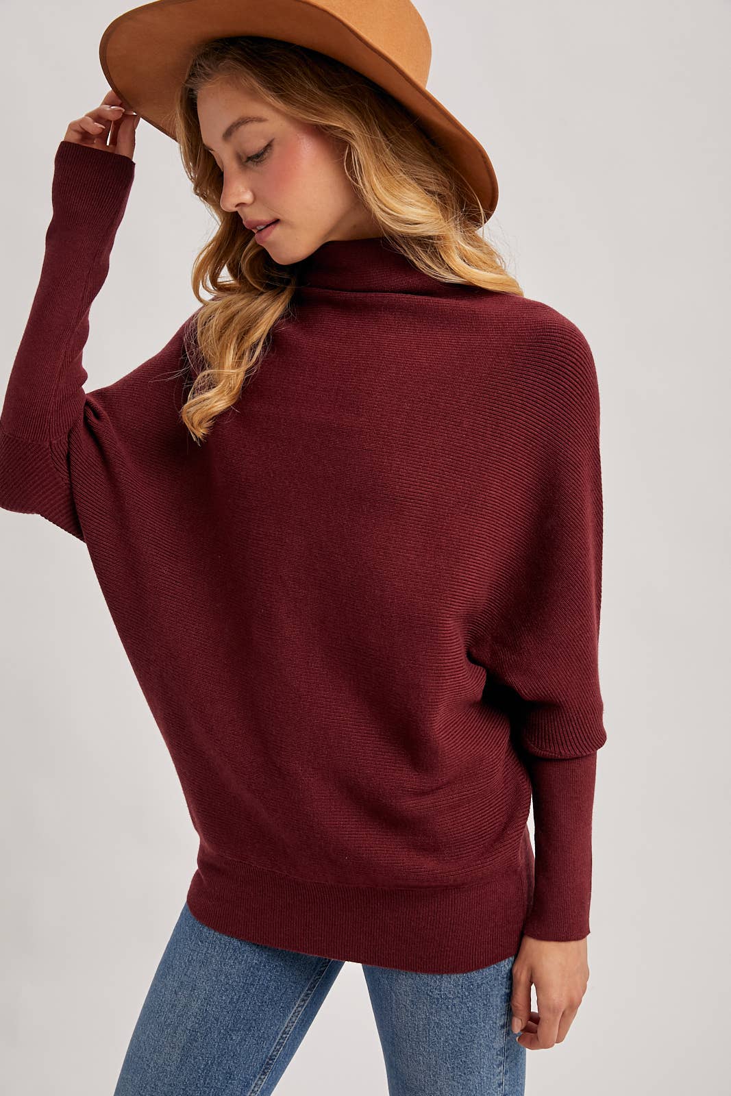 Slouch Neck Dolman Sleeved Pullover